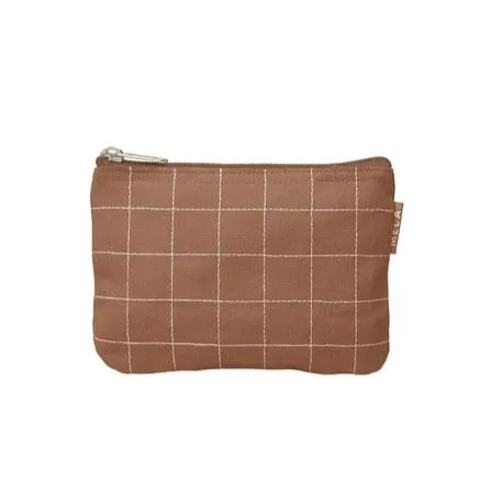 MELAWEAR Small pouch nougat grid embroidery unisex