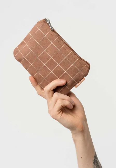 MELAWEAR Small pouch nougat grid embroidery unisex