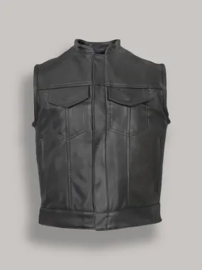 Men Black Leather Vest