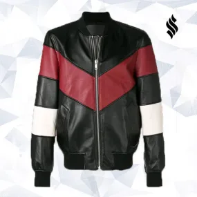 Men Chevron Stripe Bomber Jacket