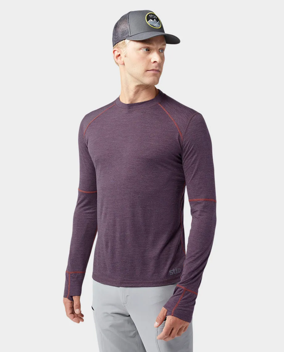 Mens Lightweight Crew Long Sleeve Shirt - PeakWool Fabric