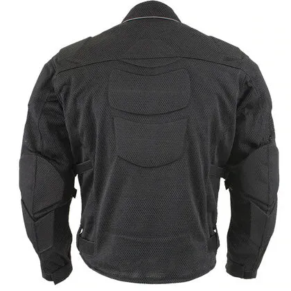 Men's 'Caliber' Black Mesh Motorcycle Jacket with X-Armor Protection