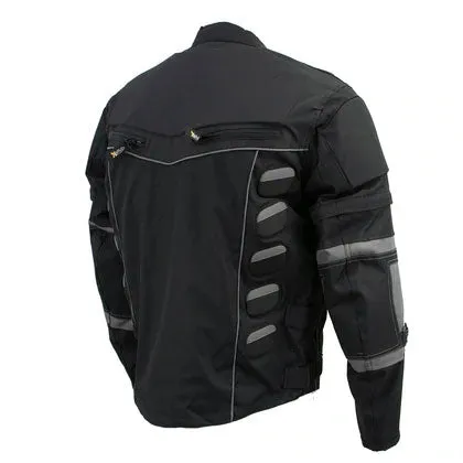 Men's 'Morph' Black and Grey Tri-Tex Armored Jacket with Removable Sleeves