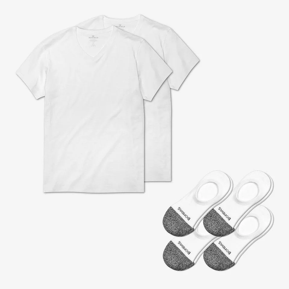 Men's V-Neck T-Shirt & No Show Sock 6-Pack