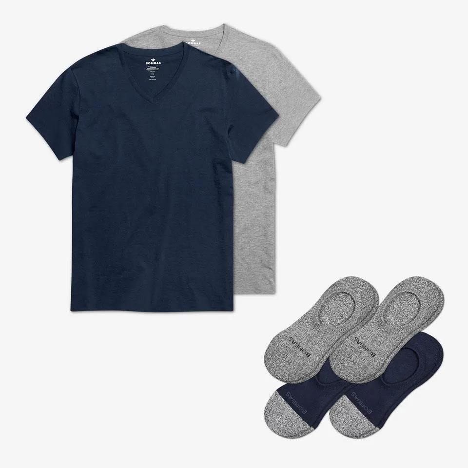 Men's V-Neck T-Shirt & No Show Sock 6-Pack