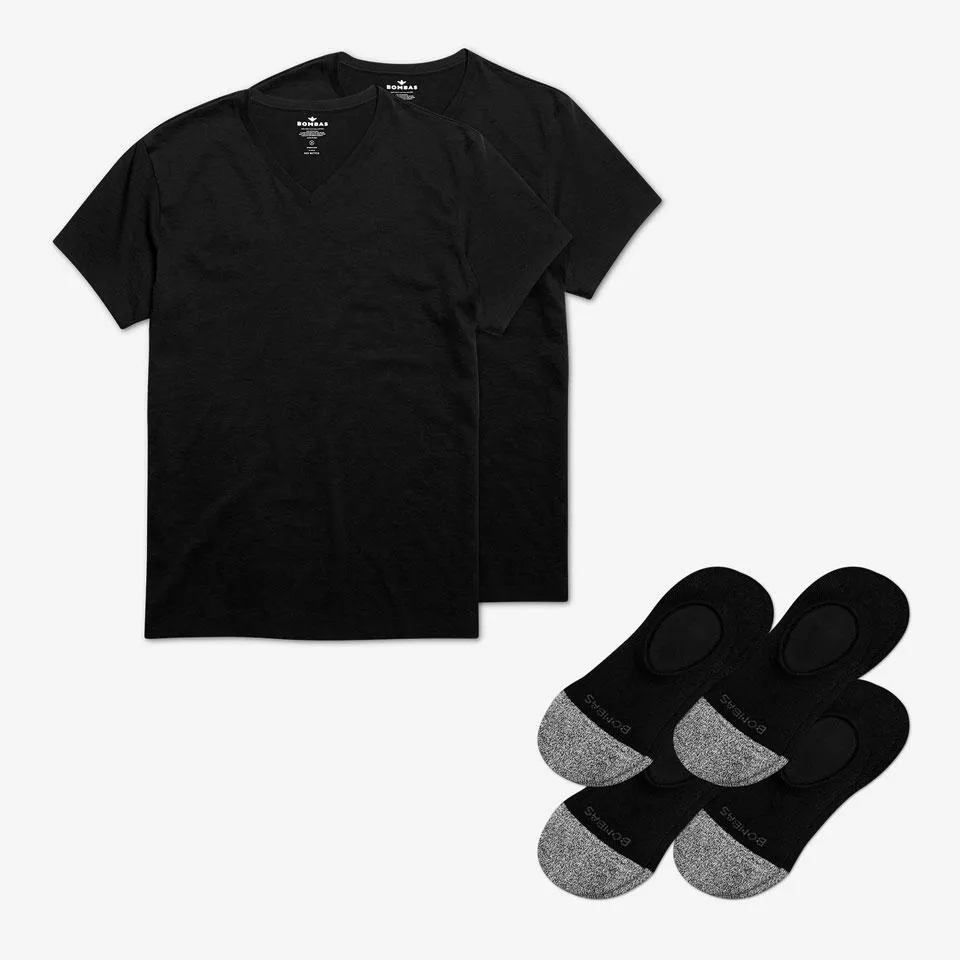 Men's V-Neck T-Shirt & No Show Sock 6-Pack