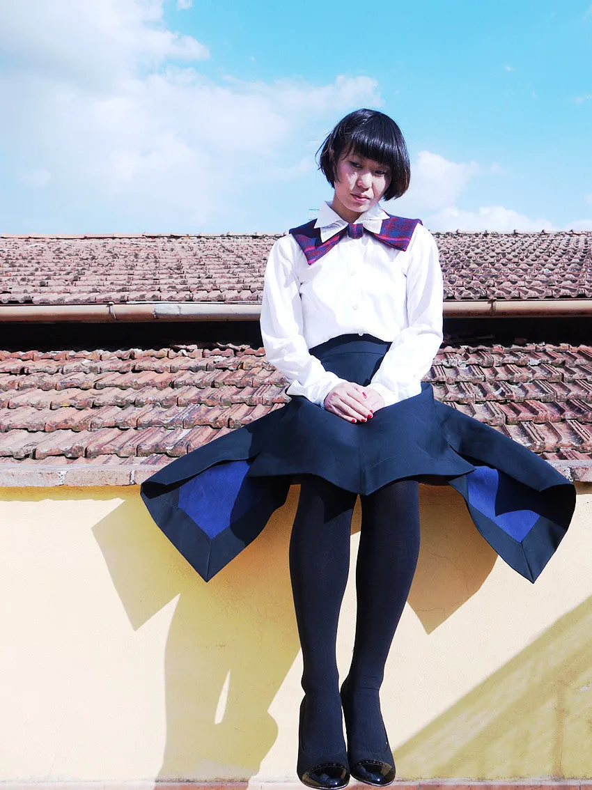 Origami Double Face Cotton  Wide Skirt / Black