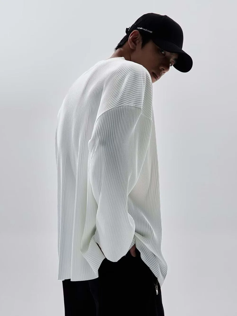 Oversized Ribbed Long Sleeve Shirt