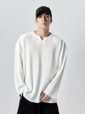 Oversized Ribbed Long Sleeve Shirt