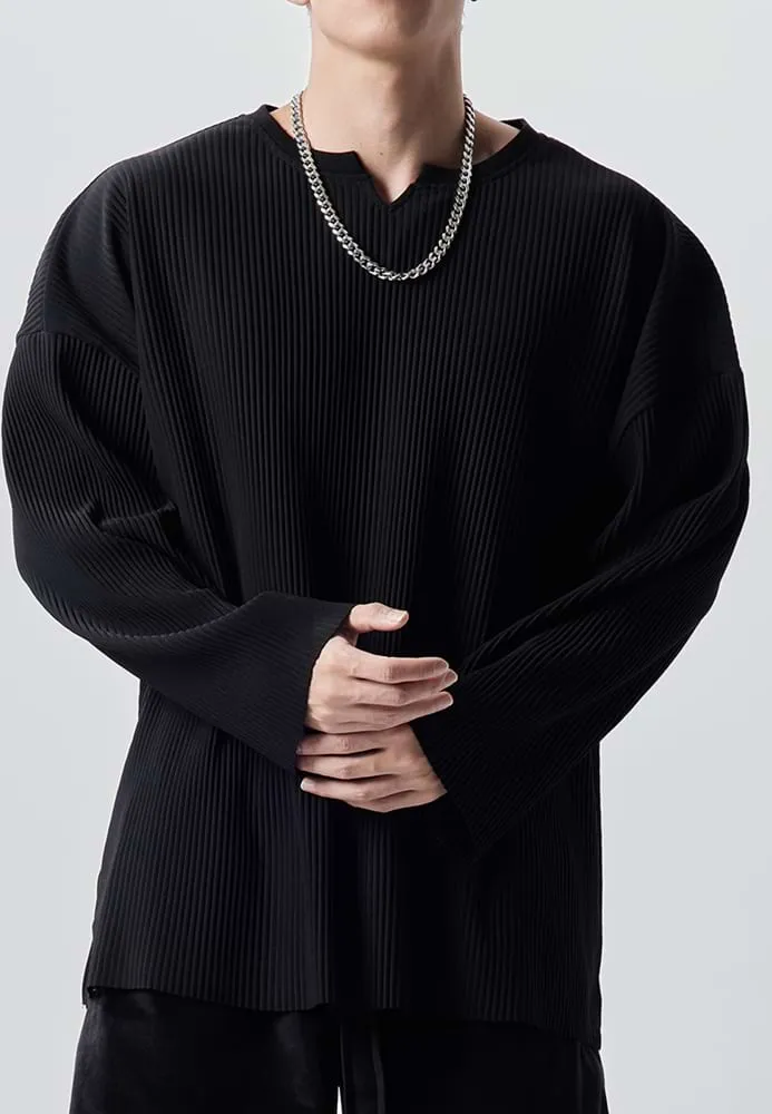 Oversized Ribbed Long Sleeve Shirt