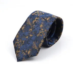 Pembroke Pines Abstract Skinny Polyester Tie, Blue / Gold