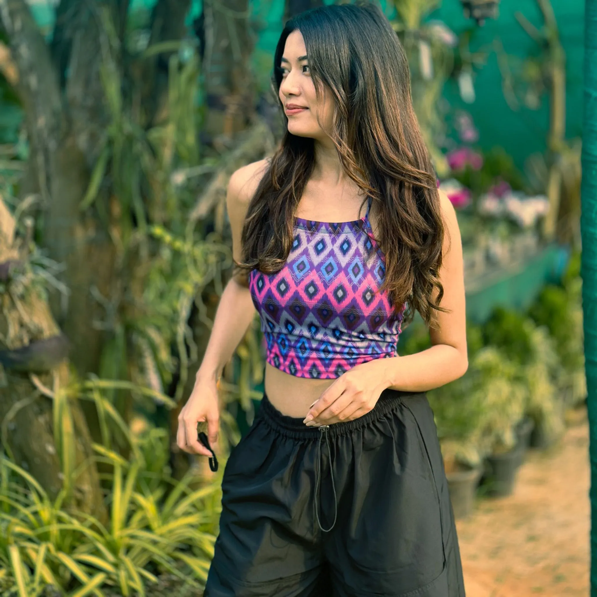 Pink Halter Top - Aztec print