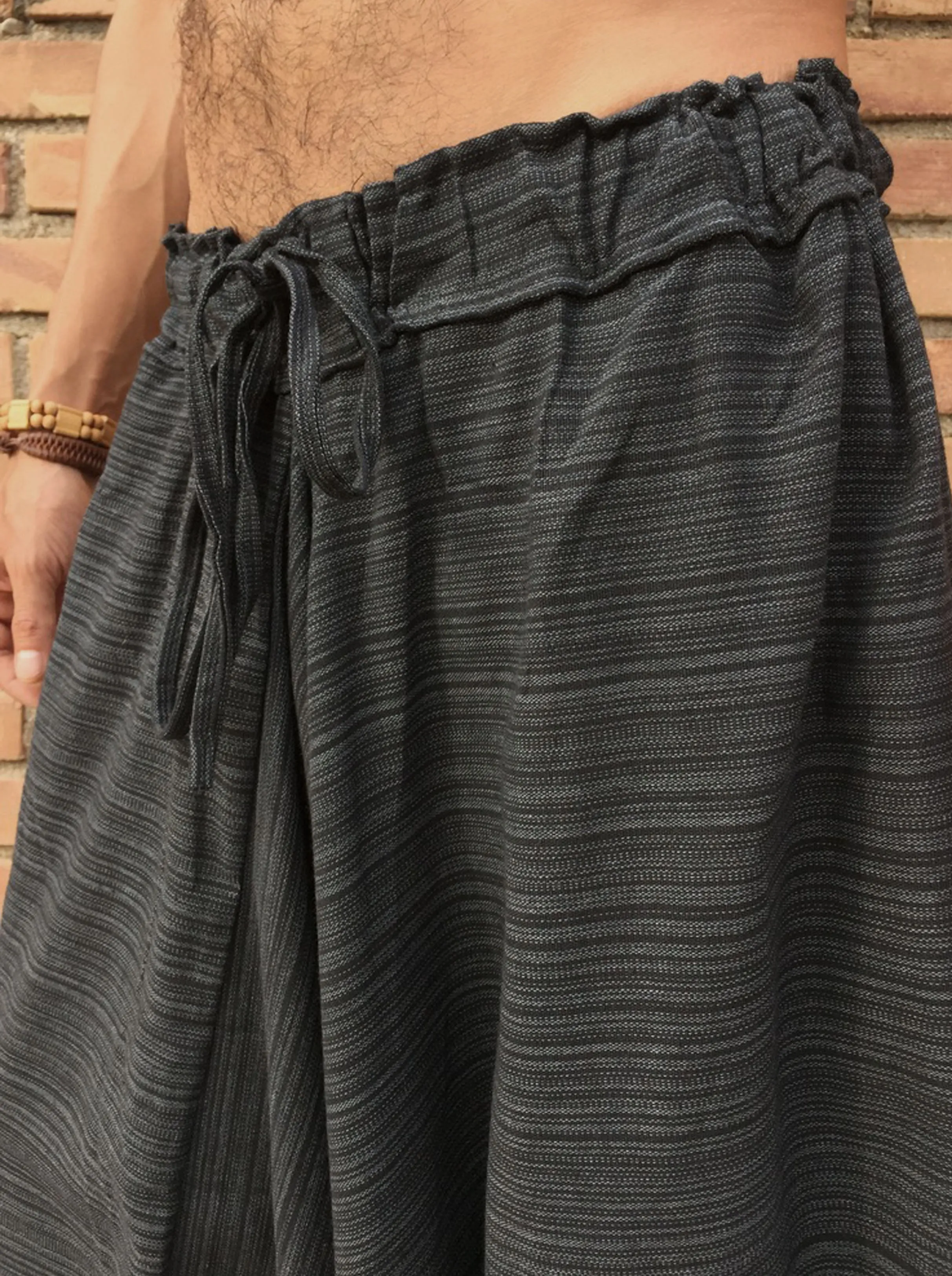 Pinstripe Boho Pants Black - Seconds