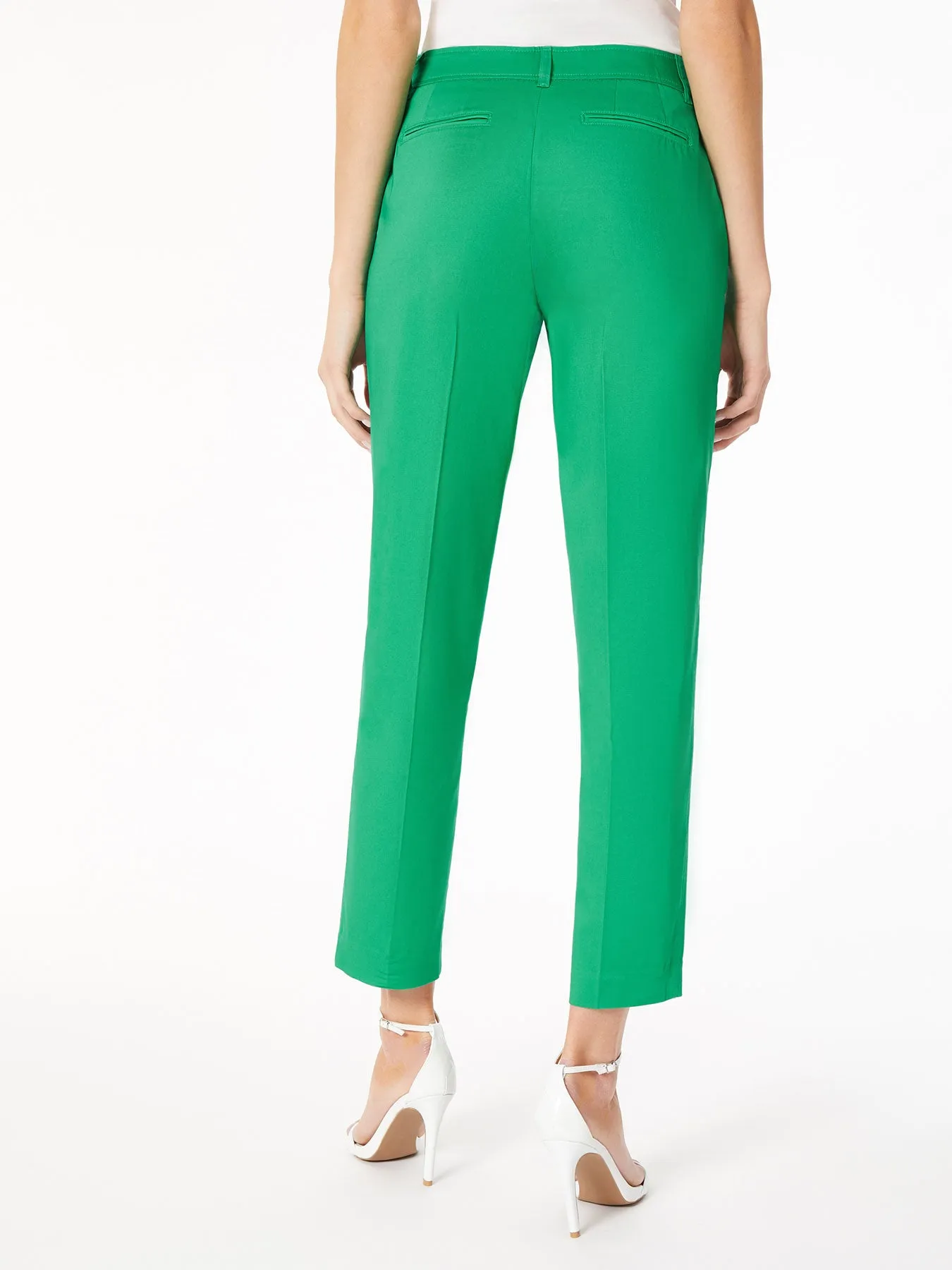 Plus Size Solid Fly-Front Slim Leg Pants