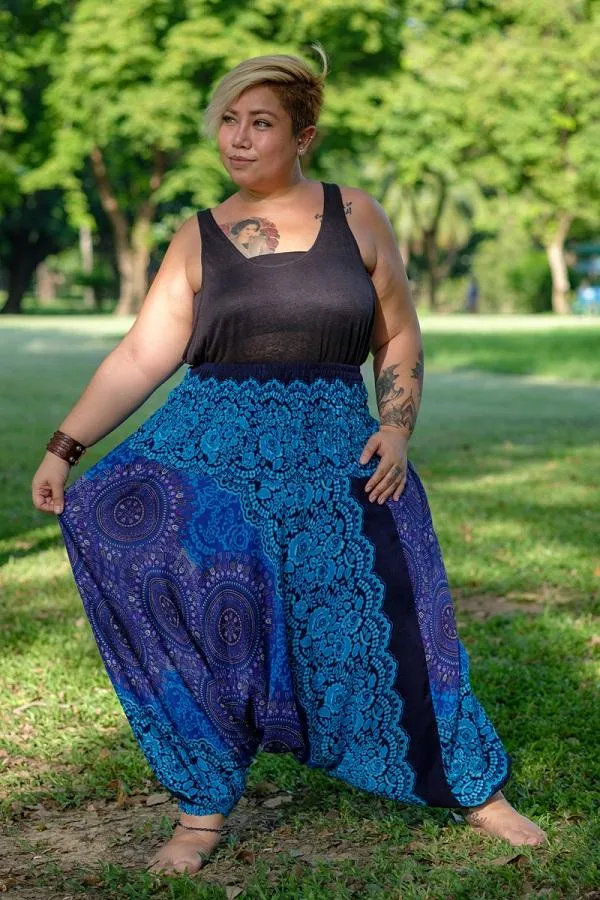 Plus Size Turquoise Blossom Pants