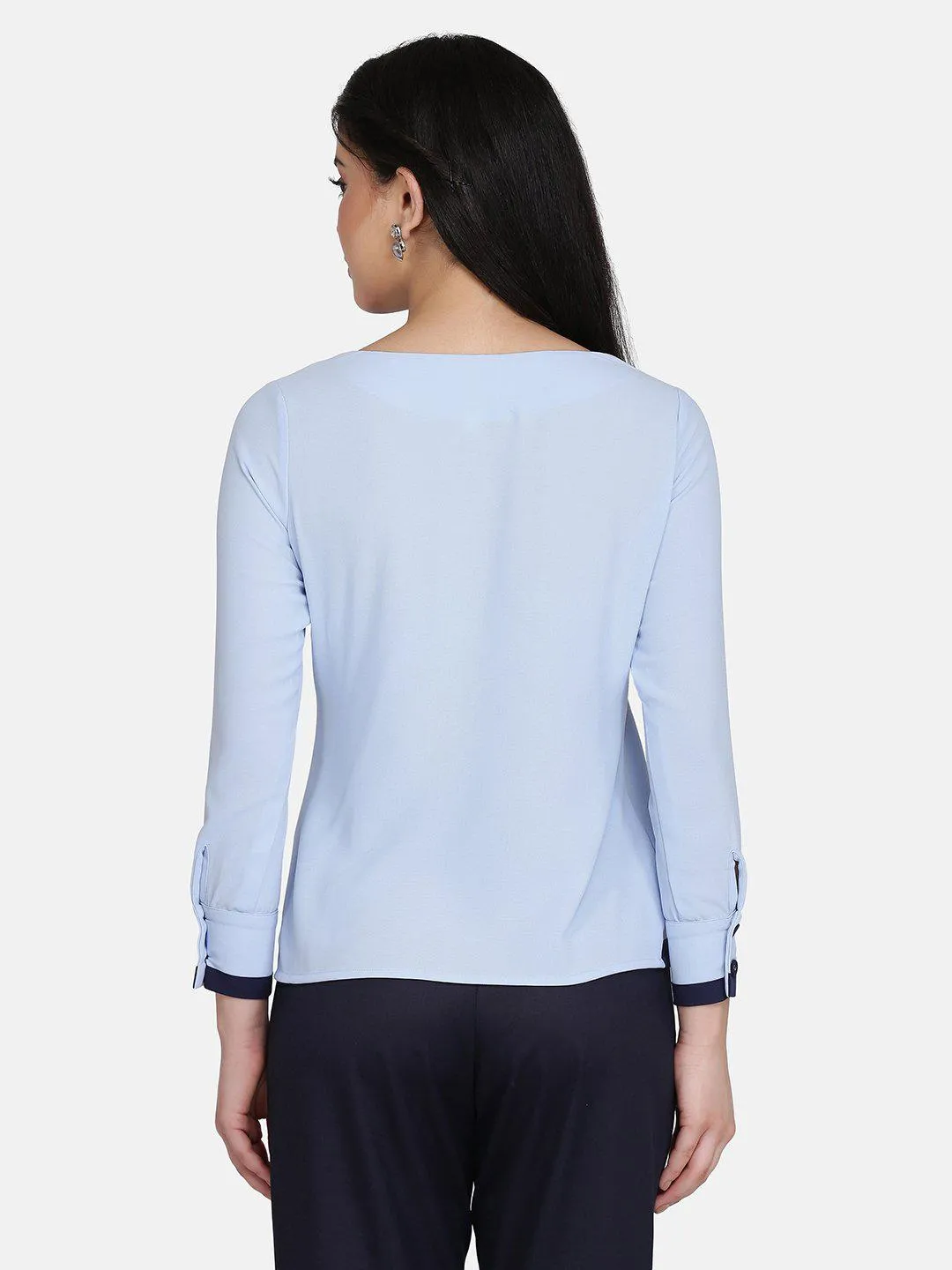 Poly Moss Top - Powder Blue