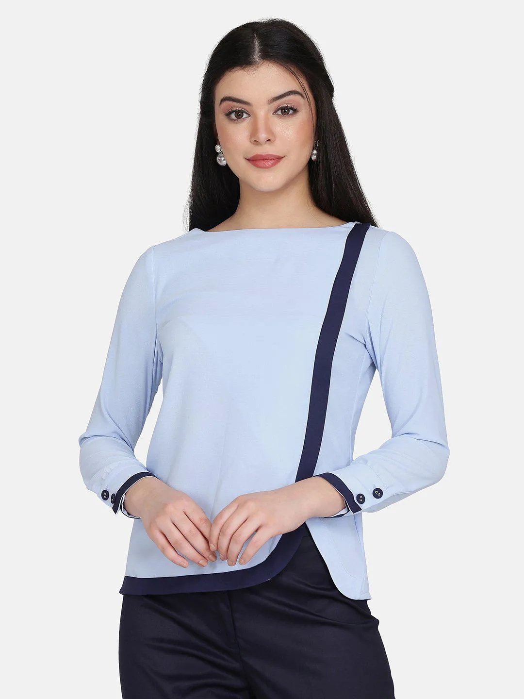 Poly Moss Top - Powder Blue