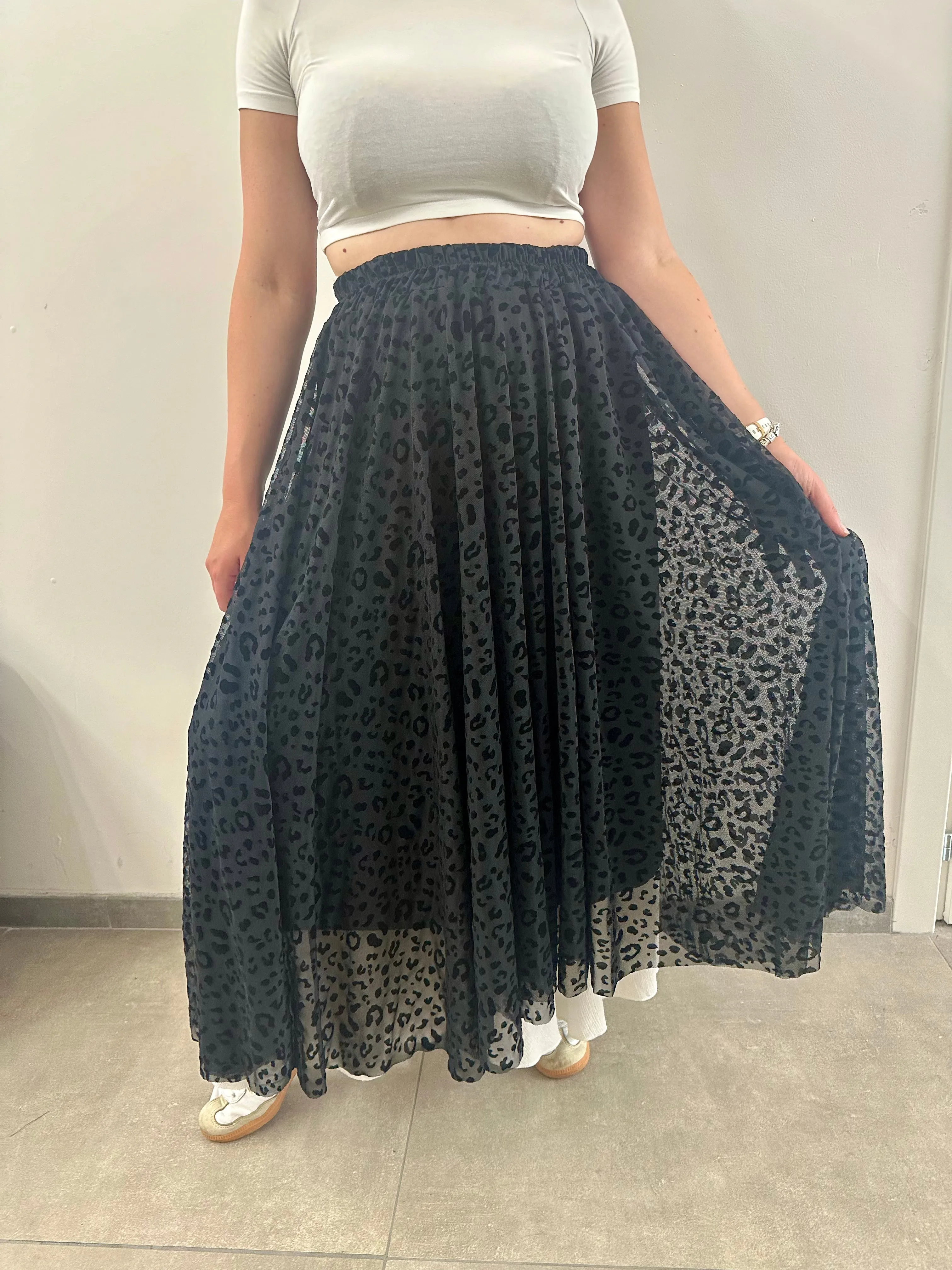 *PRE-ORDER* Leopard Print Skirt | Black