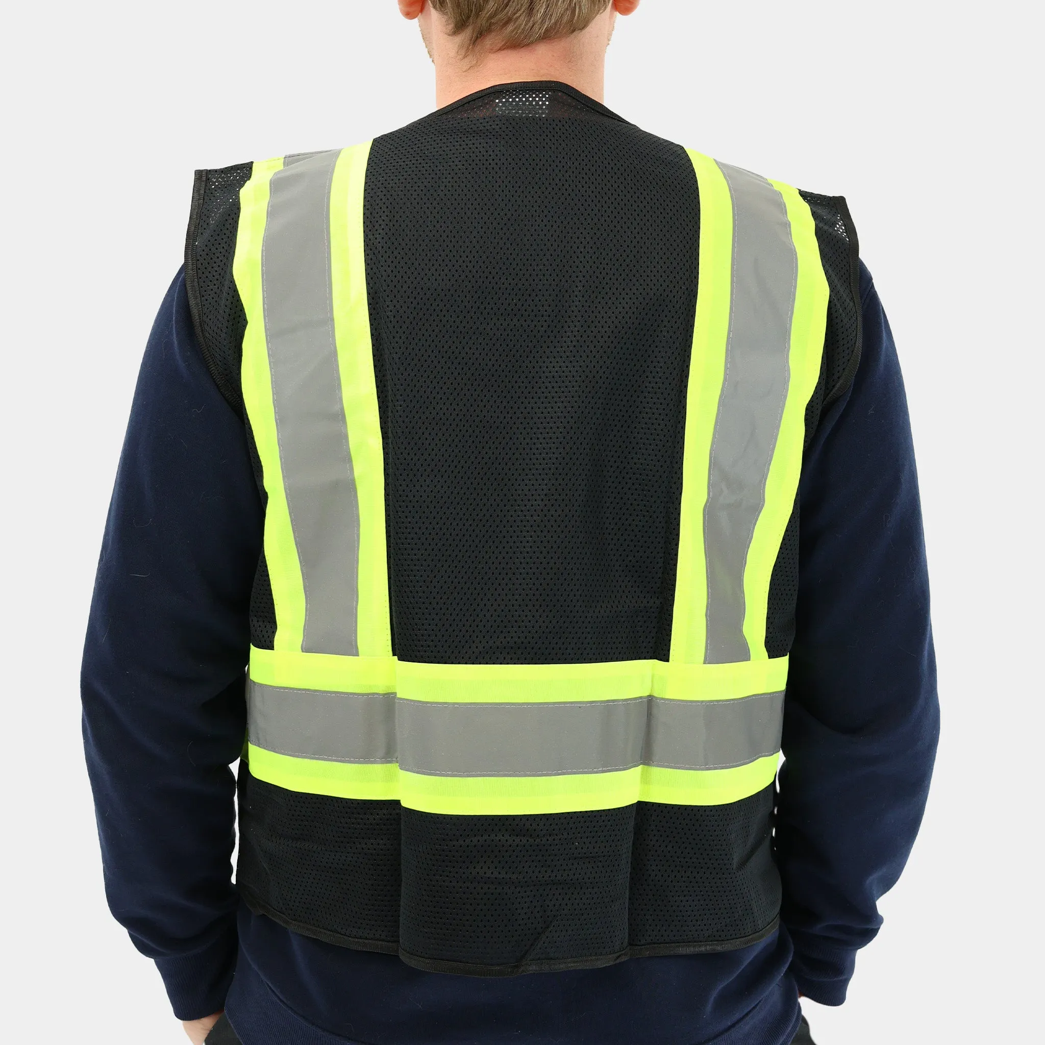 Premium Black Safety Vest With Zipper (1/ea)