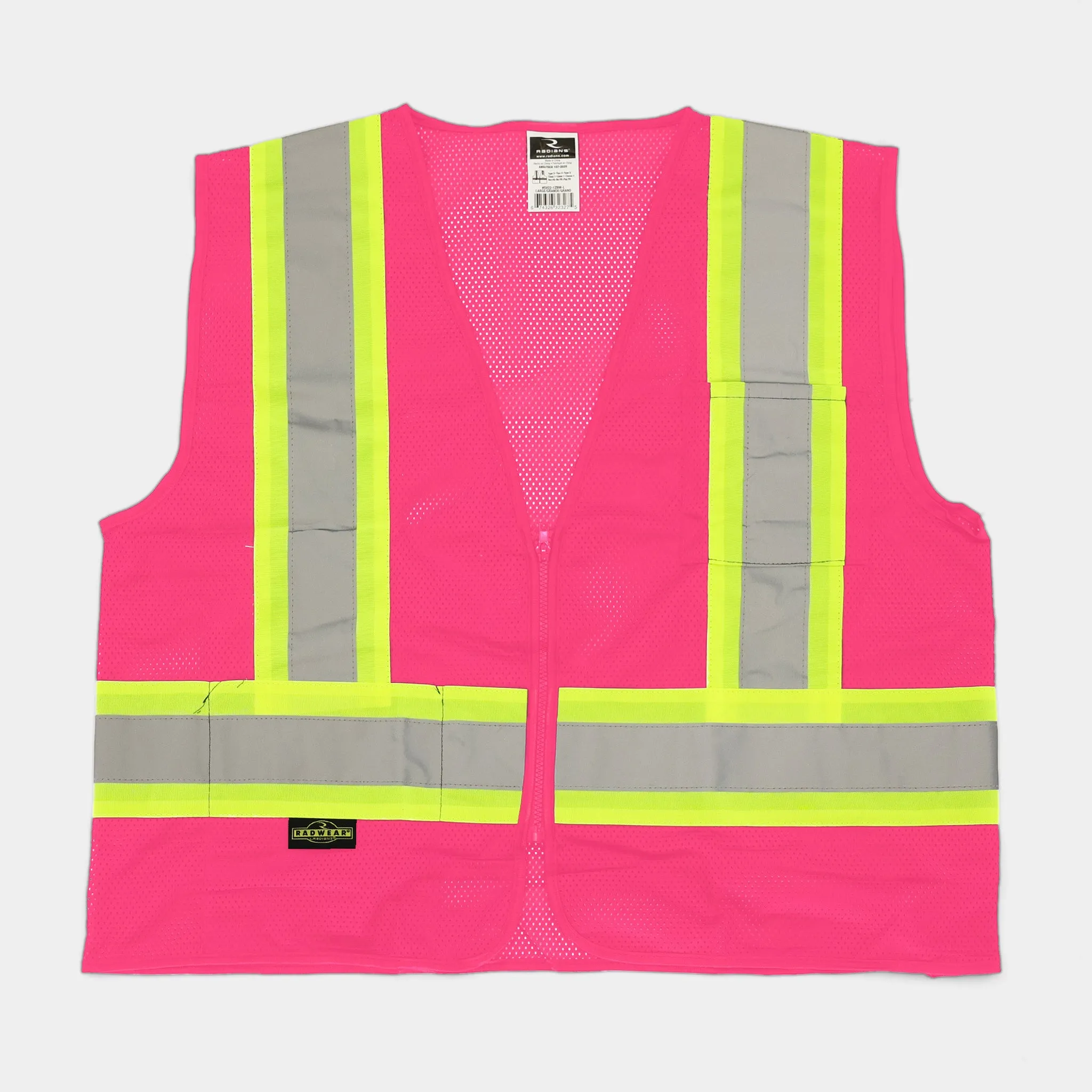 Premium Pink Safety Vest With Zipper (1/ea)