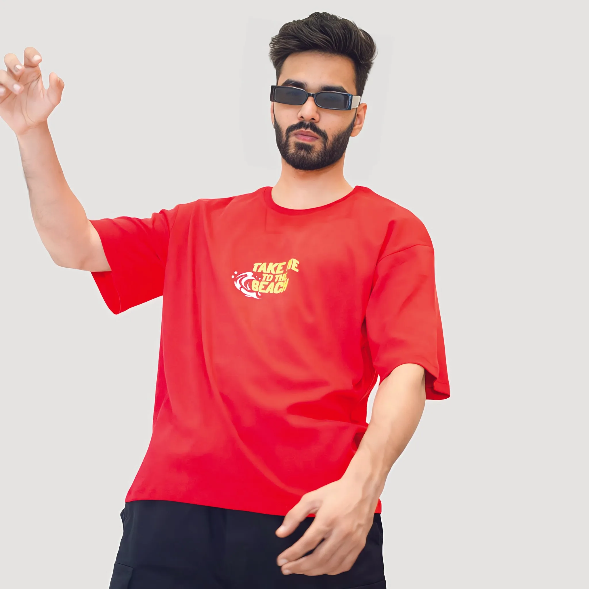 Red Unisex Relaxed Fit Beach Vibe T-shirt