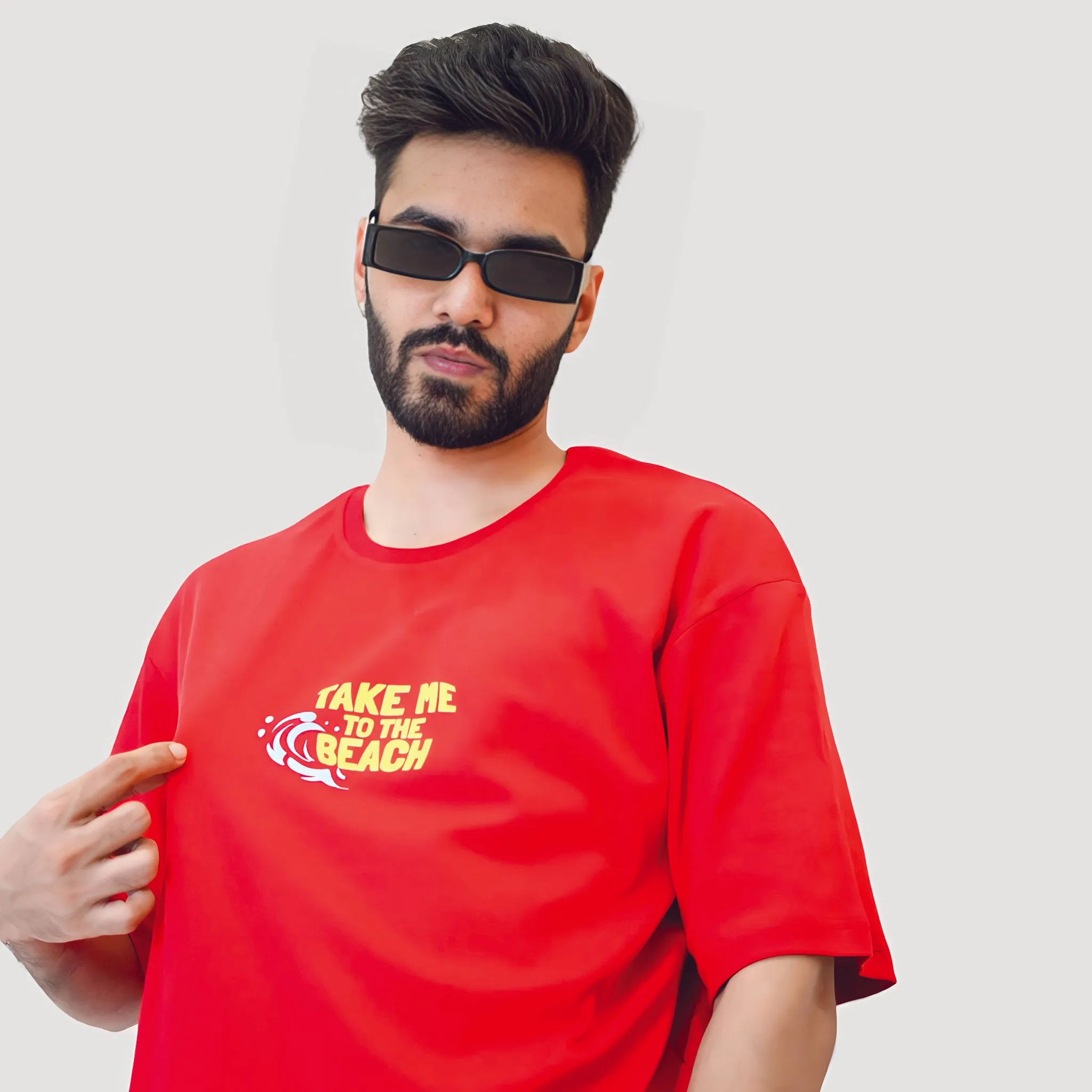 Red Unisex Relaxed Fit Beach Vibe T-shirt