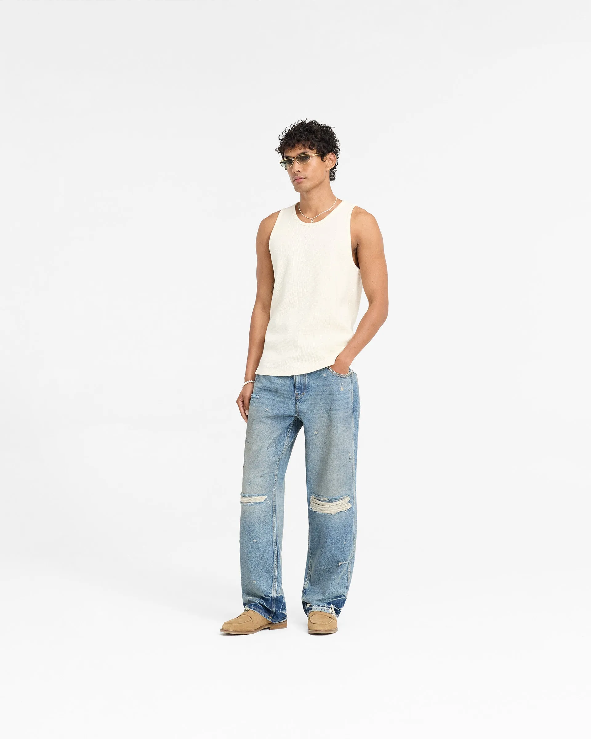 Represent X Duke   Dexter Ribbed Vest - Ecru