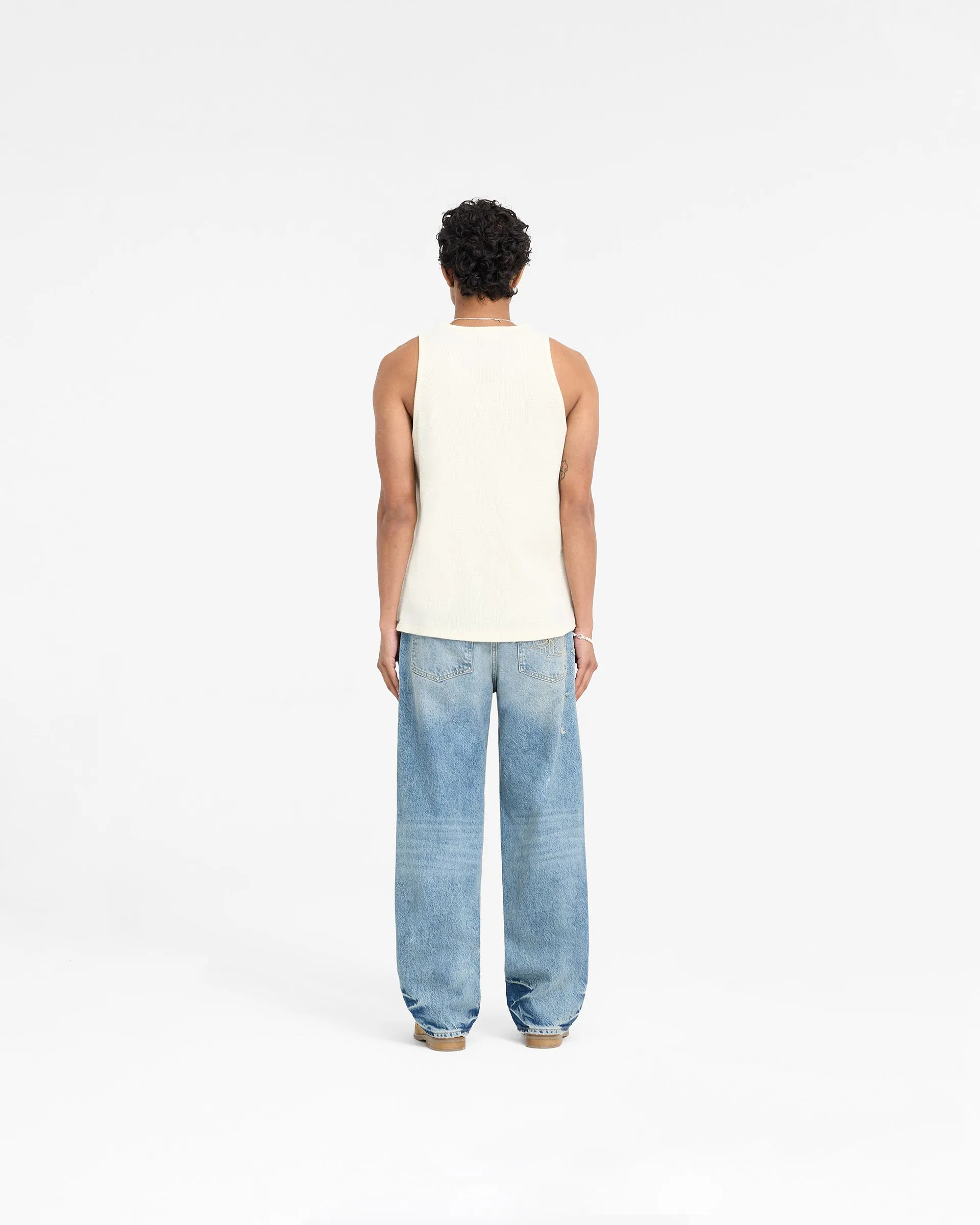 Represent X Duke   Dexter Ribbed Vest - Ecru