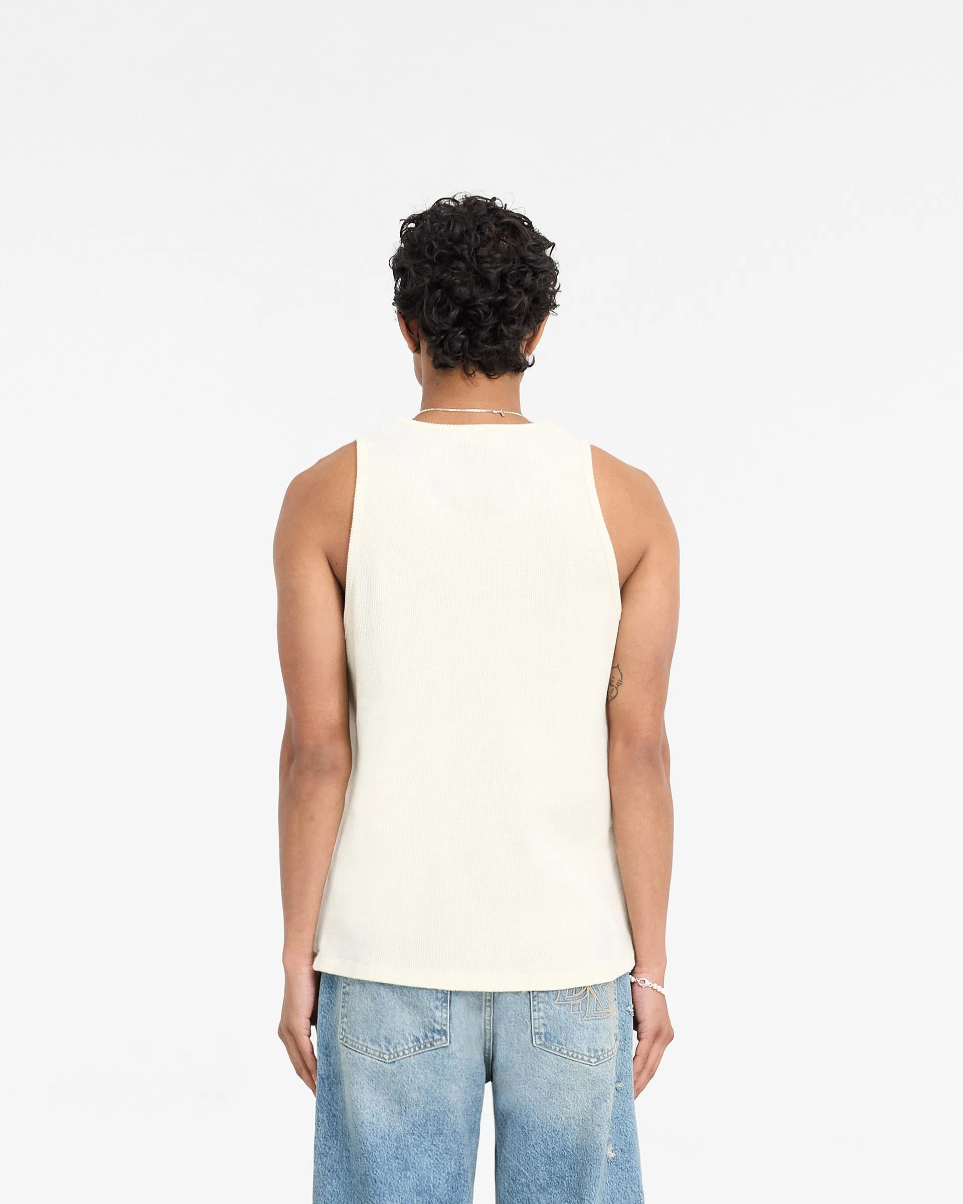 Represent X Duke   Dexter Ribbed Vest - Ecru