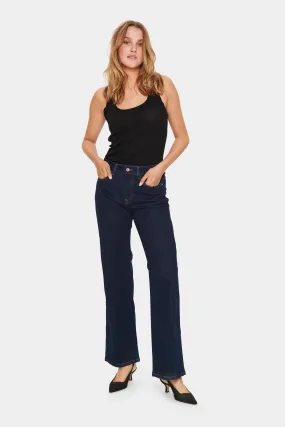 Saint Tropez Molly Wide Leg Jeans - Dark Blue Denim