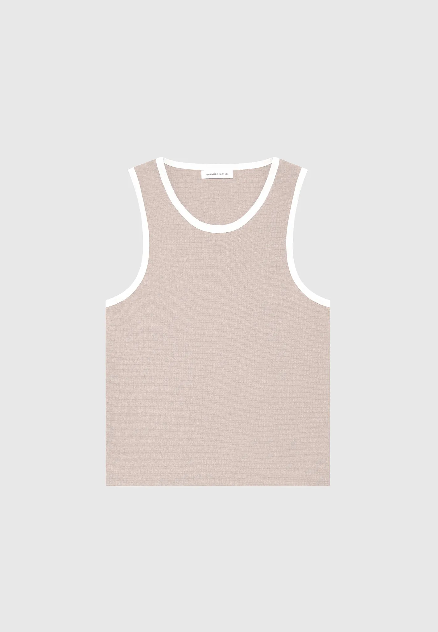 Seersucker Vest - Beige/White