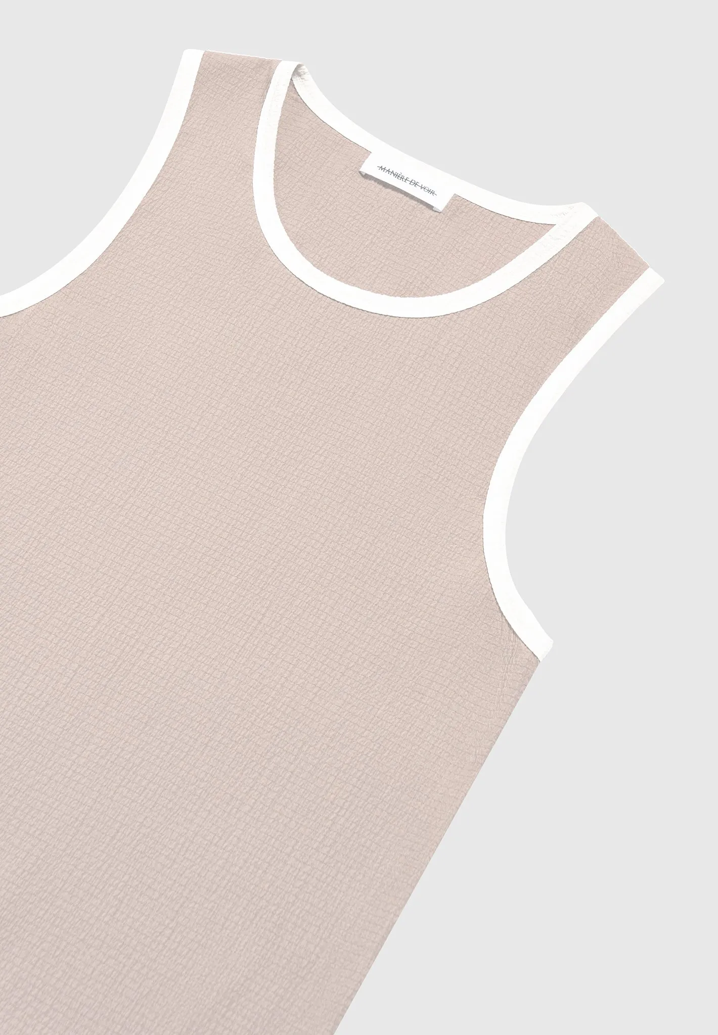 Seersucker Vest - Beige/White