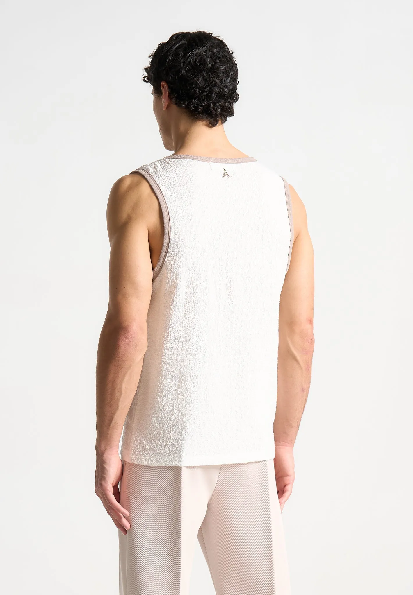 Seersucker Vest - White/Beige