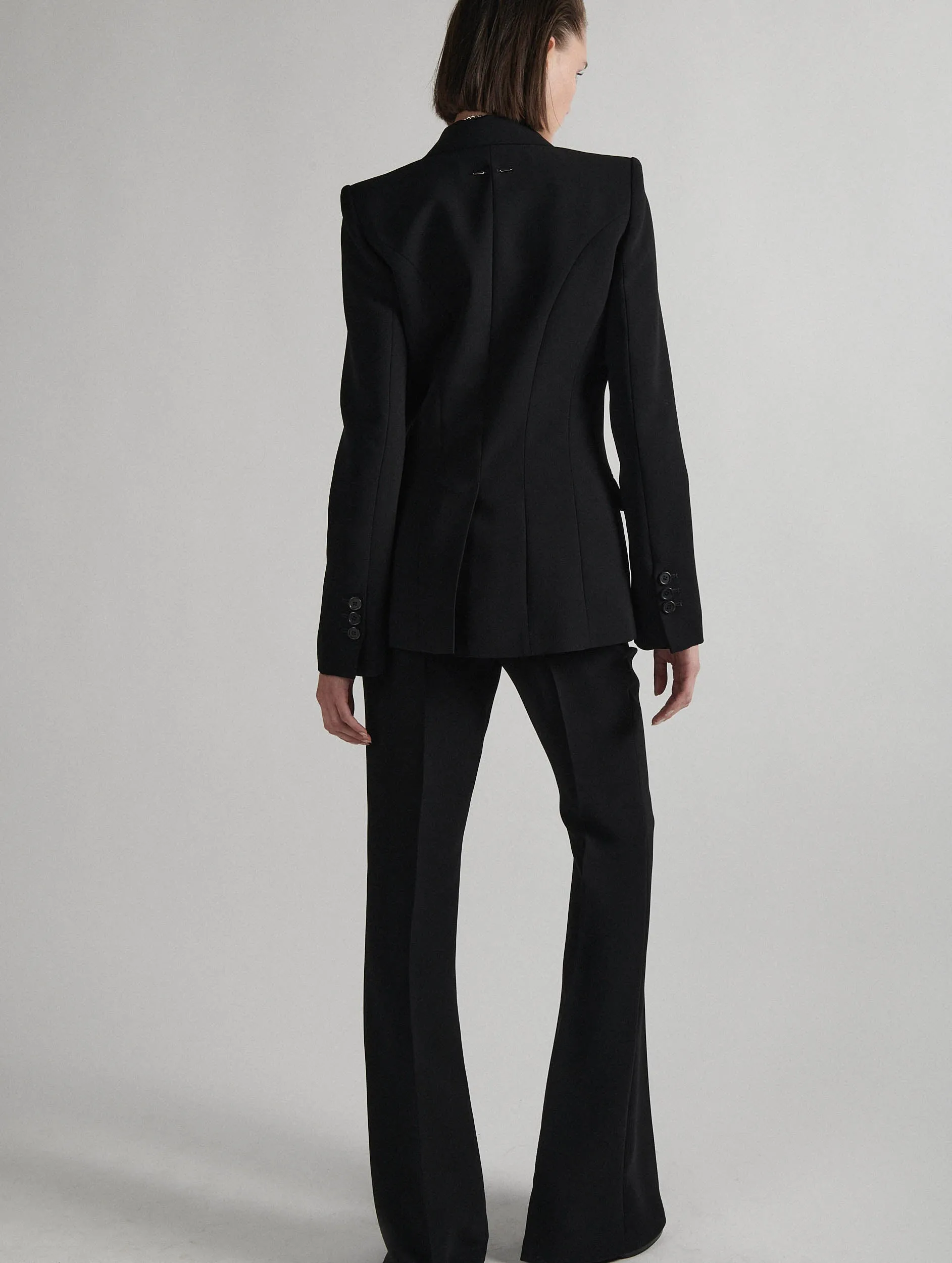 Slim-fit suit jacket in black crepe