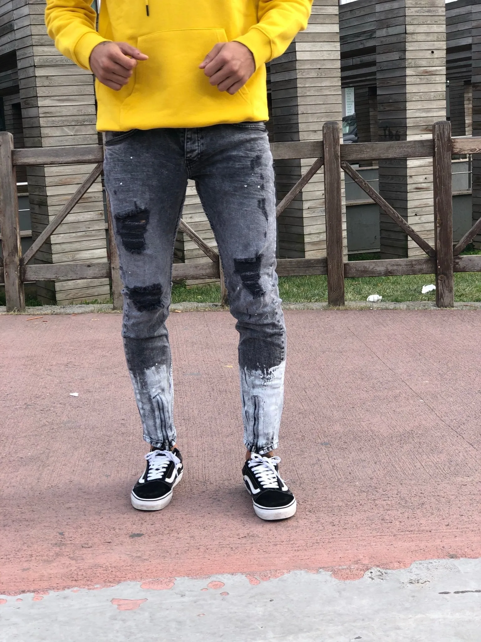 Sneakerjeans - Double Colour Ripped Skinny Jeans B159