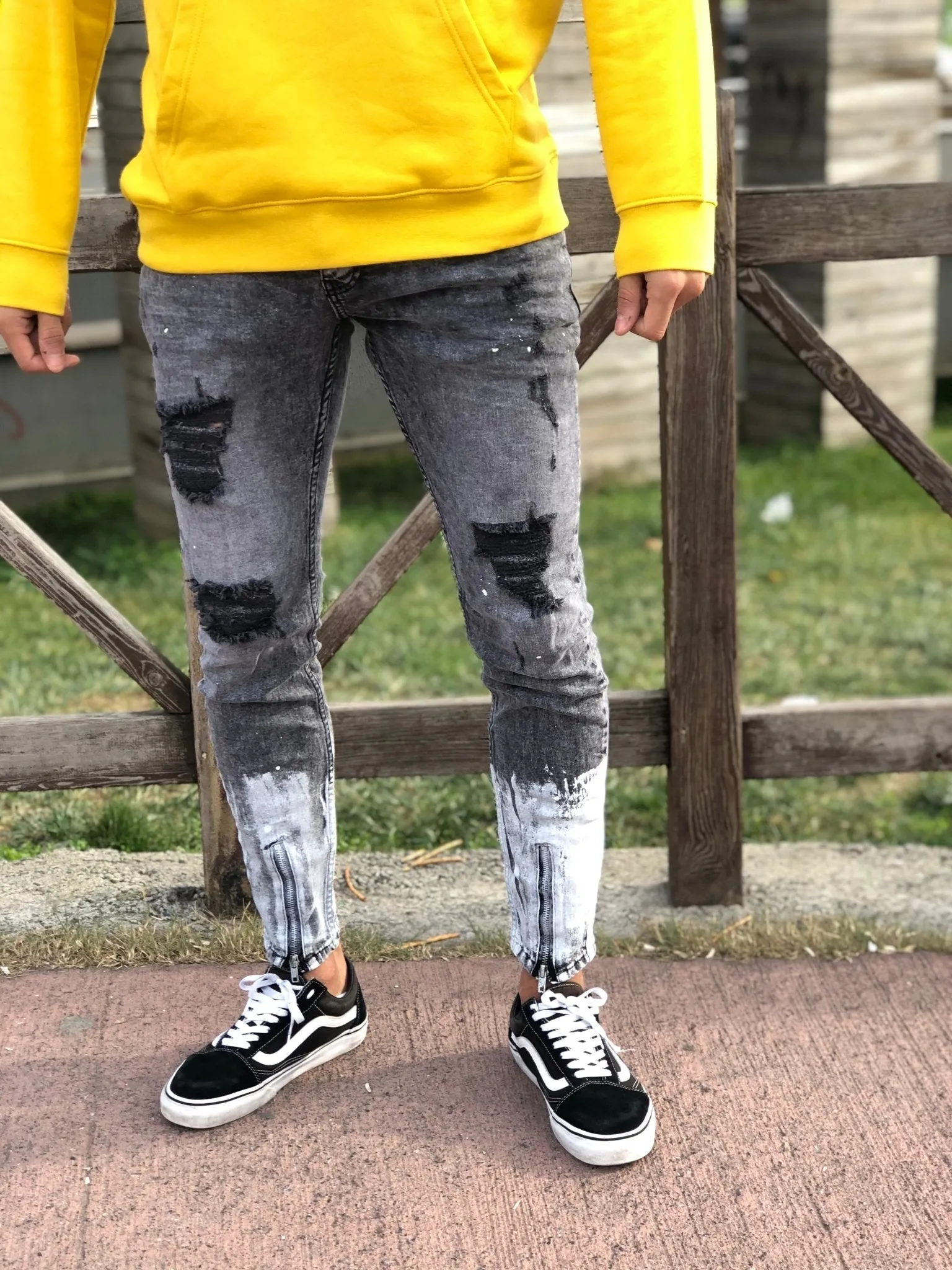 Sneakerjeans - Double Colour Ripped Skinny Jeans B159