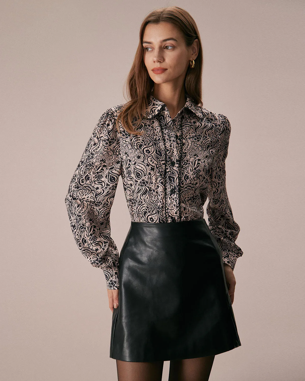 The Khaki Collared Cashew Flower Print Shirt