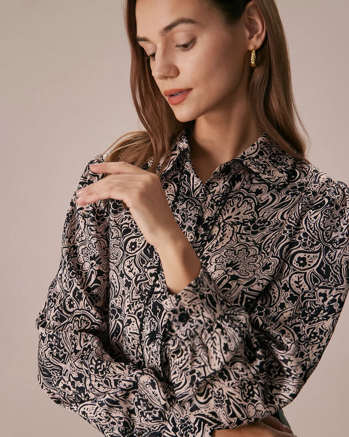 The Khaki Collared Cashew Flower Print Shirt