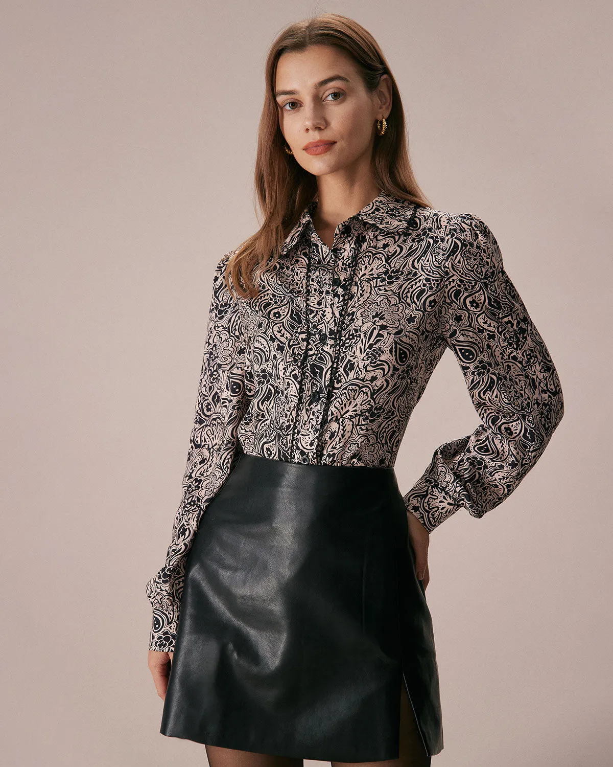 The Khaki Collared Cashew Flower Print Shirt