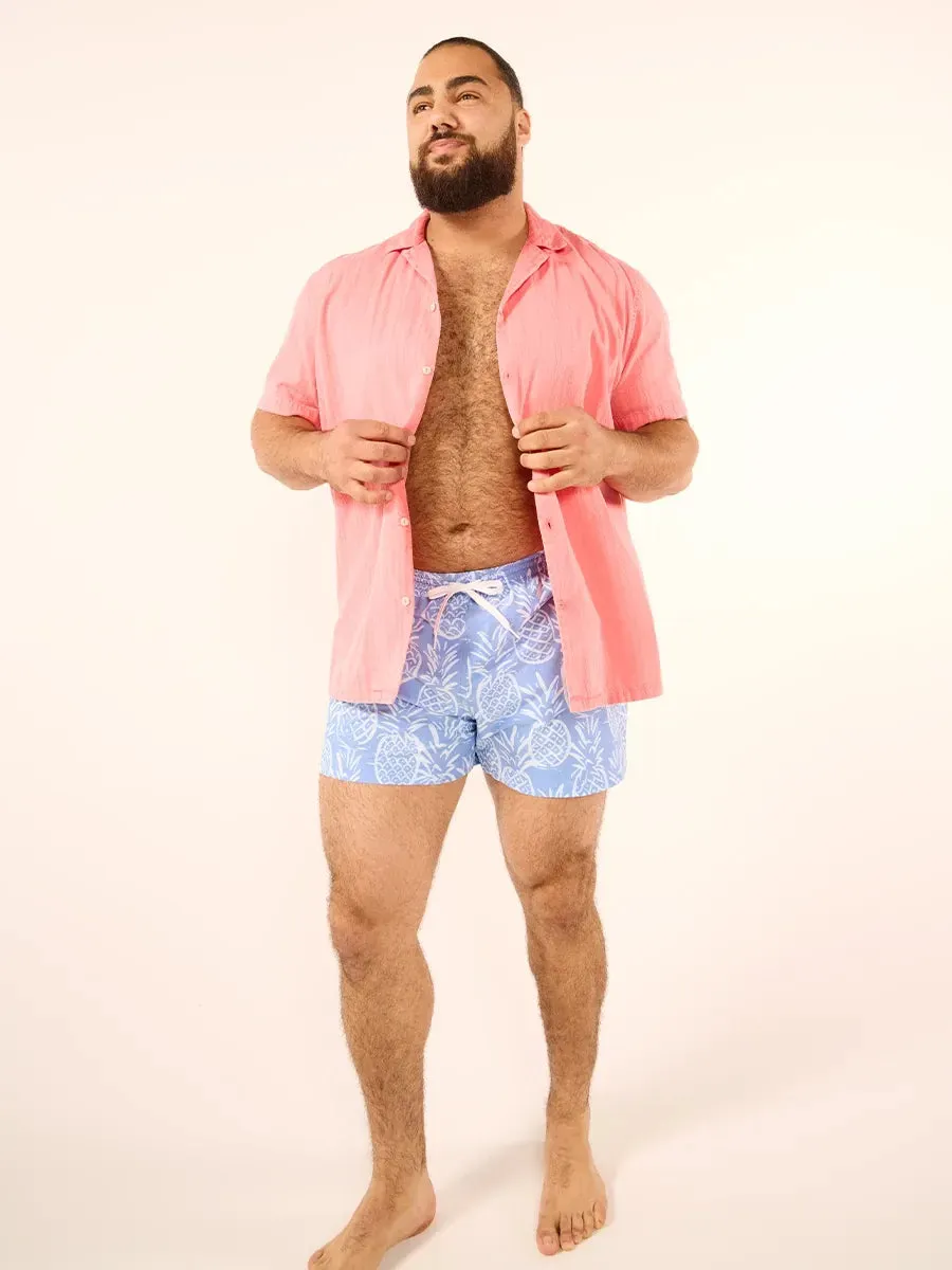 The Thigh-Napples 4" (Faded Lined Classic Swim Trunk)