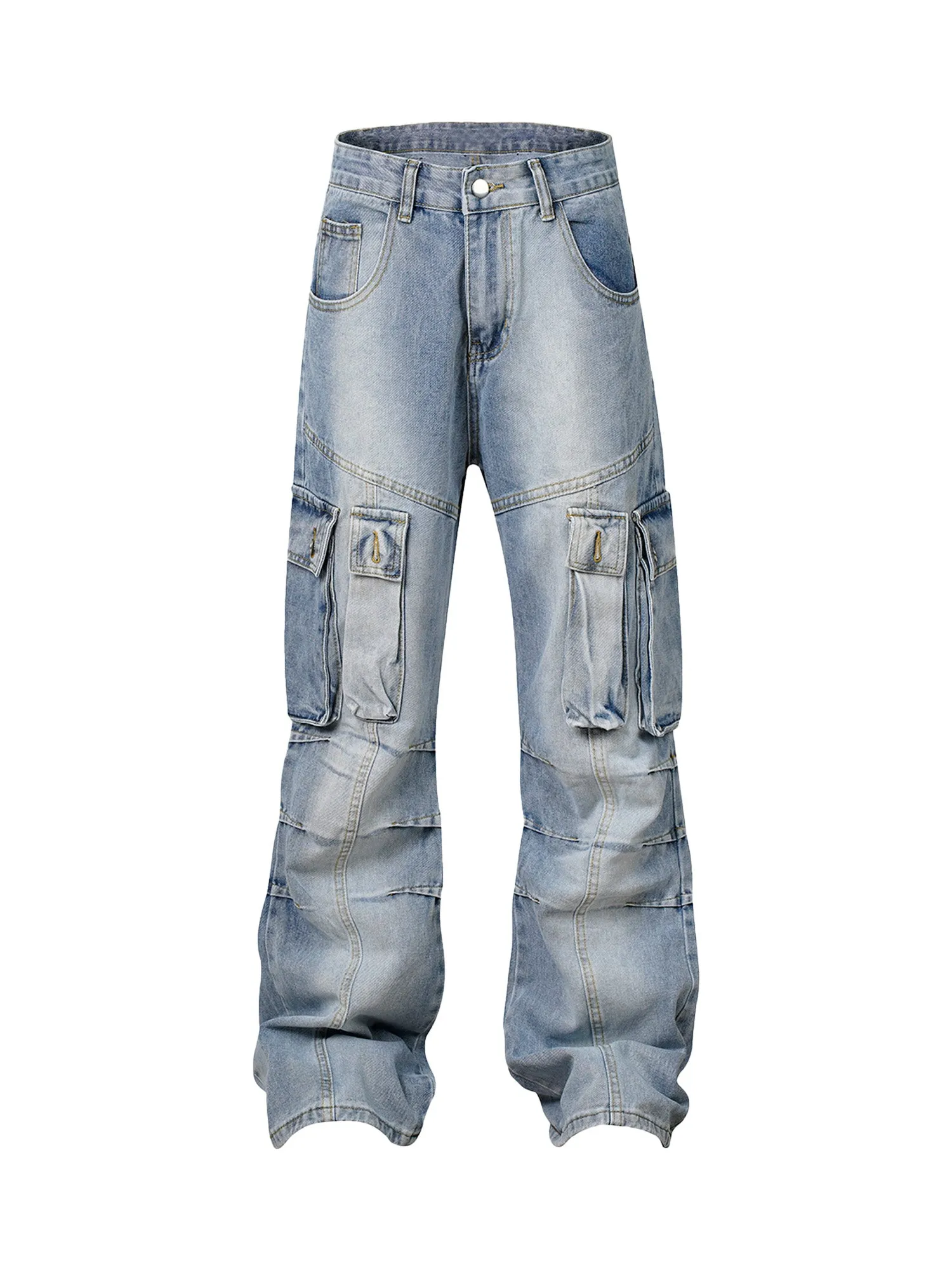 Thesupermade American Street Style Washed Distressed Jeans