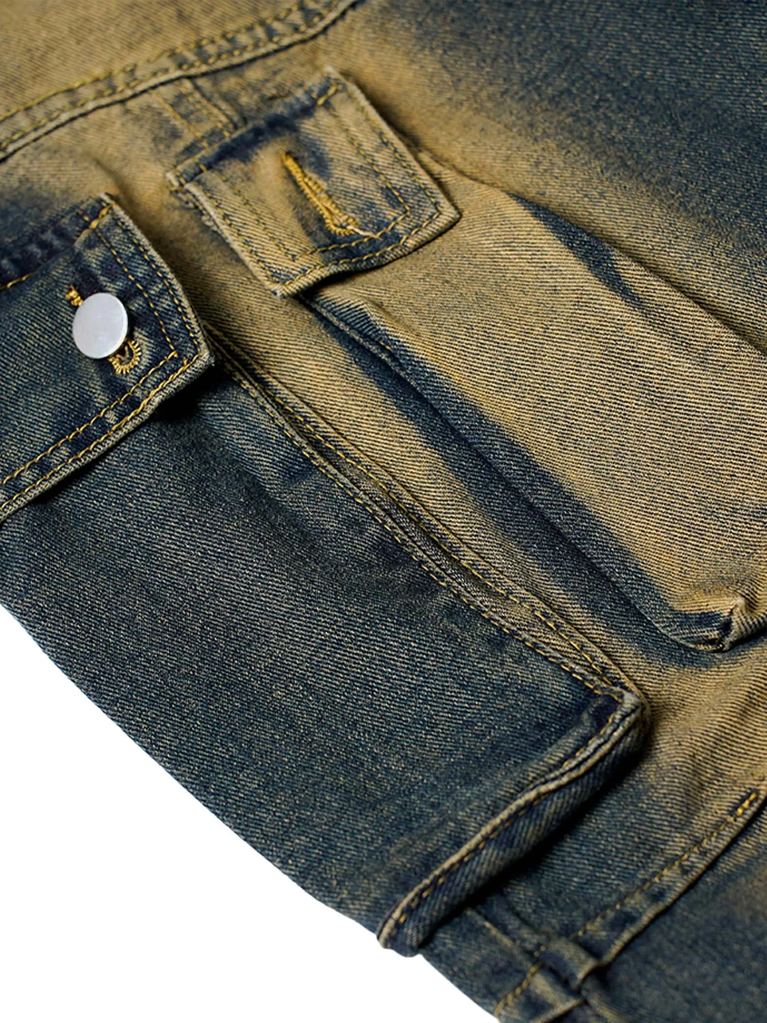 Thesupermade American Street Style Washed Distressed Jeans