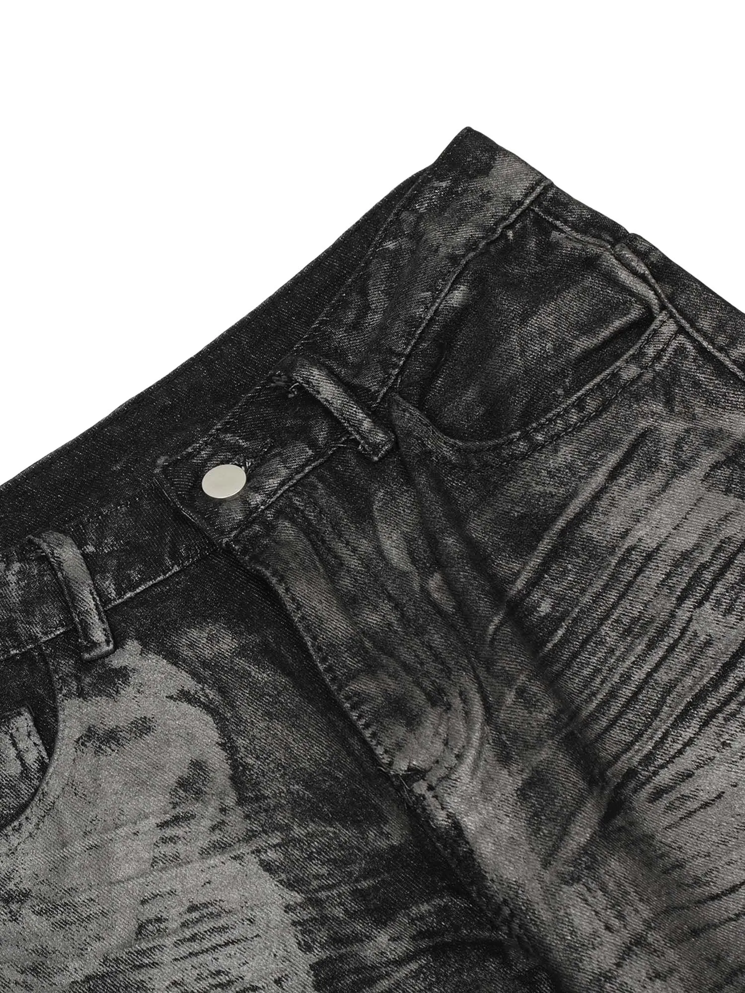 Thesupermade Heavy Washed Ink Splash Graffiti Hip-Hop Jeans