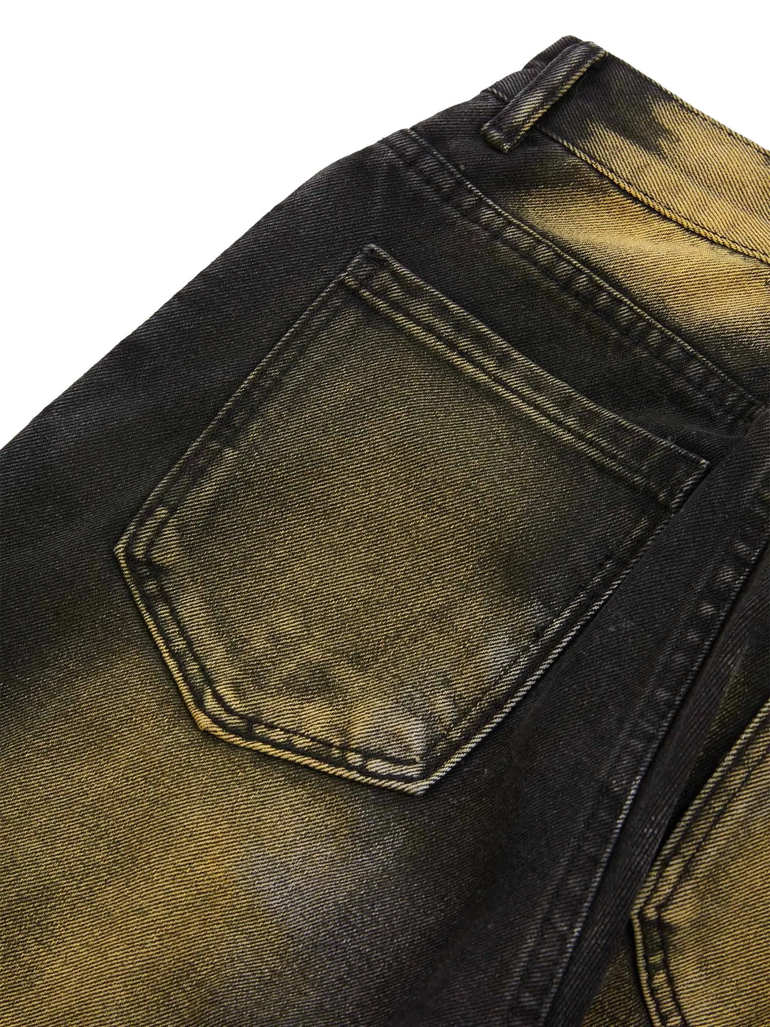 Thesupermade Hip-hop Washed Distressed Loose Spray-dyed Jeans