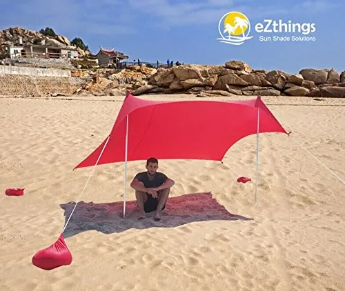 UV Light Sun Shade Protection Beach Shelters - Lightweight Tent Canopy with Sandbag Anchors