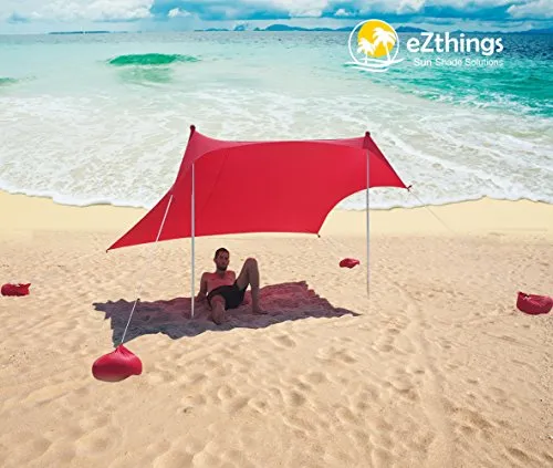 UV Light Sun Shade Protection Beach Shelters - Lightweight Tent Canopy with Sandbag Anchors