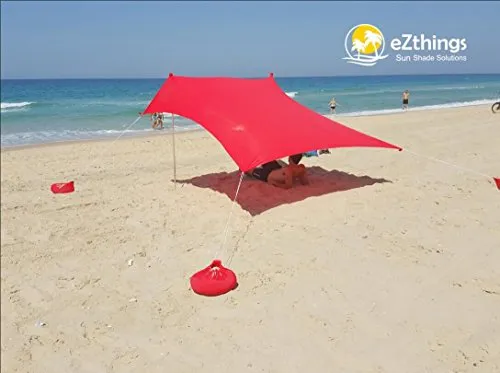 UV Light Sun Shade Protection Beach Shelters - Lightweight Tent Canopy with Sandbag Anchors