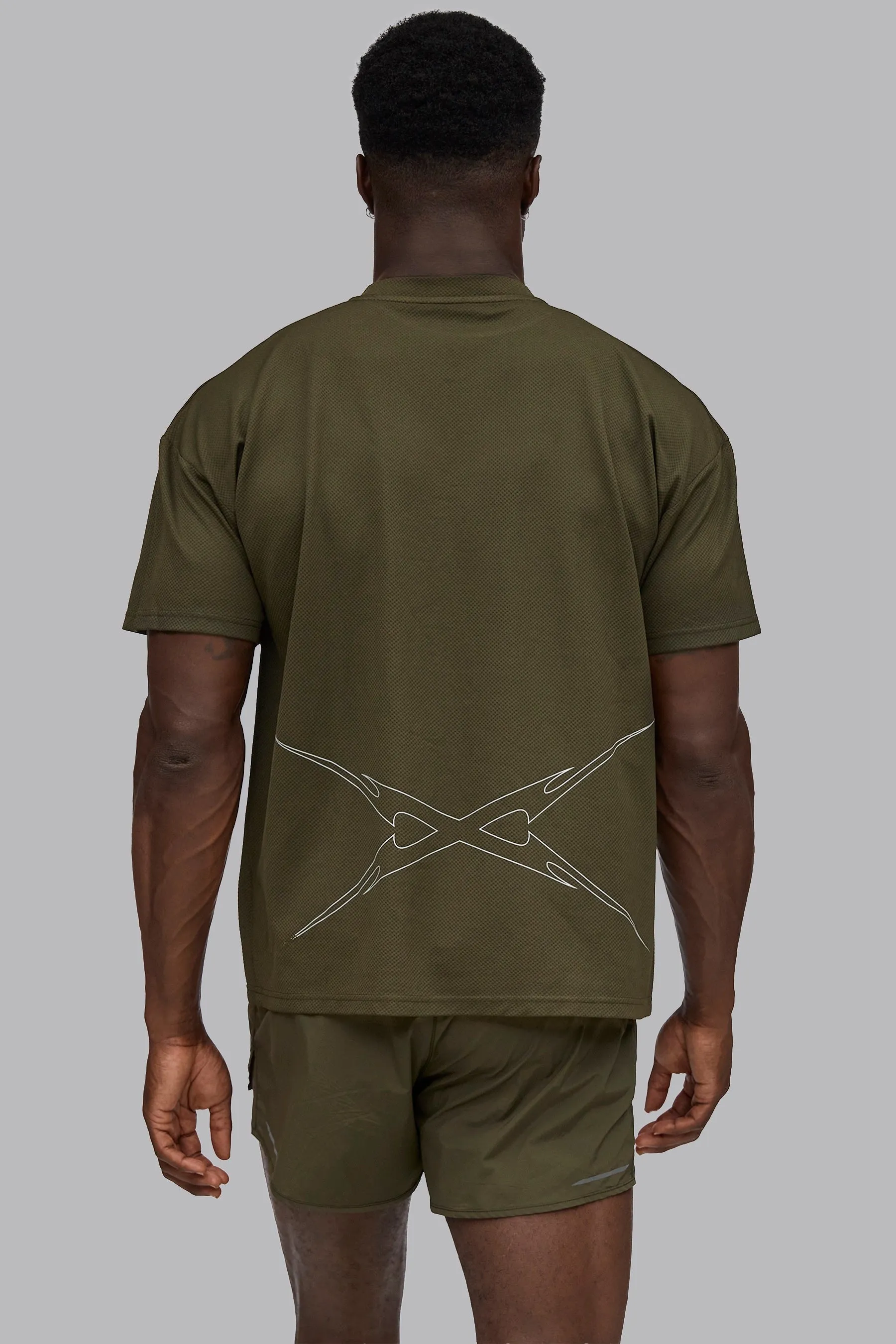 V_DRY GRAPHIC BOXY T-SHIRT - Khaki