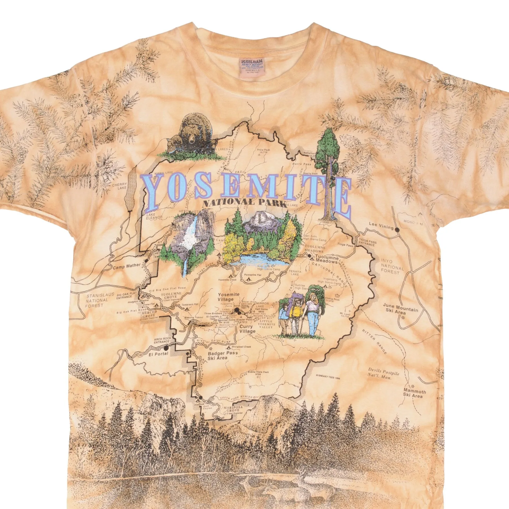 VINTAGE ALL OVER PRINT YOSEMITE NATIONAL PARK 1994 TEE SHIRT XL MADE USA