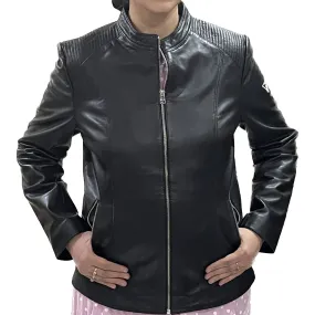 Women Lambskin Leather Bomber Jacket L1